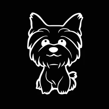 Volkrays Creative Autocolant Auto Yorkie Terrier Yorkshire Cățeluș Drăguț Câine Accesorii Reflectorizante Vinil Decal Negru/Argintiu,15cm*9cm 2