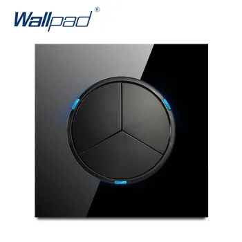 Wallpad 2019 New Sosire 3 Banda 2 Mod Aleatoriu faceți Clic pe Buton Întrerupător de Lumină Cu LED Indicator Cristal de Sticlă Panou de 16A 2