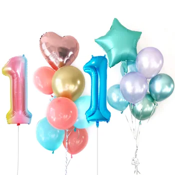 1set de Colorat de Ziua Confetti Balon 0-9 Număr Baloane Folie copil Copil Duș Petrecere de Nunta Decoratiuni Consumabile 3