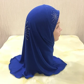 2-7 Ani Fete Vechi Cristal De Cânepă Fata Vălului Musulman Hijabs Capace Frumoase Diamante De Floarea-Soarelui Instant Hijabs Pentru Fata 3