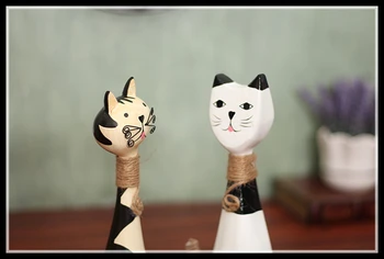 2 Bucati/set Figurine Animale din Lemn Decor Acasă Ambarcațiuni Figurine Cat ornament Ambarcațiunile de Cadou Pentru Femei ElimElim 3
