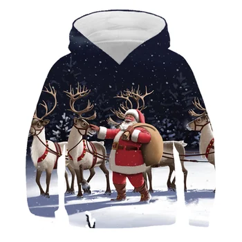 2020 iarnă Crăciun 3D Băieți Fete Hanorace Moș Crăciun Hanorac cu Gluga Casual Streetwear Toamna și iarna Haine de moda 3