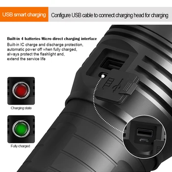 3pcs XHP90.2 Super-Puternic LED Lanternă Tactică 3 Modul de Lanterna USB Reîncărcabilă 18650 Baterie Lampă Ultra Luminos Linterna Negru 3