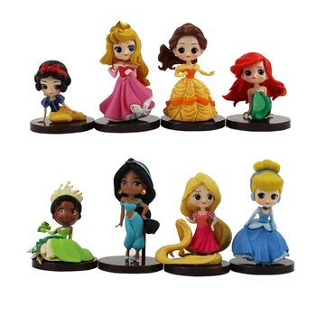 8pcs Q Posket Cifre Printesa Alba ca Zapada Belle, Jasmine, Cenusareasa, Ariel Sirena Încurcat Pocahontas Frumusete de Dormit Model Jucării 3