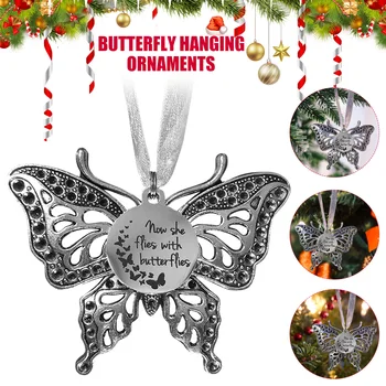 Acum, Ea Zboara cu Fluturi Mari de Argint Ton Fluture Farmecul Ornament Memorial de Comemorare a Pierdut Cei Dragi Ornament XH8Z 3