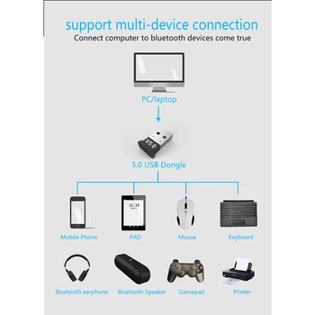 Adaptor Bluetooth USB 5.0 computer desktop gratuit unitate de receiver Audio Bluetooth Dongle muzica receptor Audio Windows transmițător 3