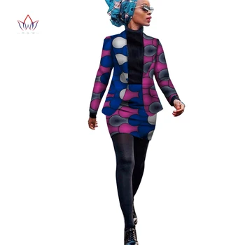 Africa Stil de Femeile din Africa de Îmbrăcăminte Set de Două Piese Costum Rochie pentru Femei Bluze Jacheta andSkirt Bazin Riche Îmbrăcăminte WY3929 3