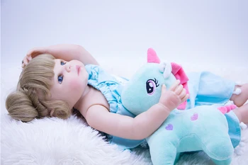 Bebe Renăscut Baby Doll Jucarii Pentru Copii Cadou 56cm full Silicon Copii Playmate Intra Apa Mini ochi albaștri fată Păpuși baie jucărie NPK 3