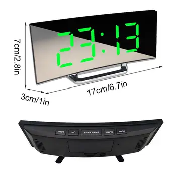 Ceas cu Alarmă Digital de 7 Inch Curbat Estompat LED Sn Electronic Digital desktop Clock pentru Copii Dormitor Număr Mare Ceas de Masa 3