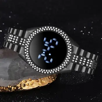 Ceas de marcă Pentru Femei de Lux pentru Bărbați Ceasuri de mână din Oțel Inoxidabil Curea Doamnelor Ceas Electronic cu Ecran Tactil Digital cu LED-uri Reloj 3