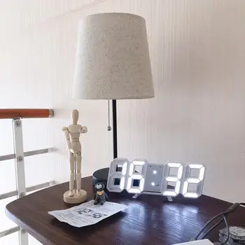 Ceas de Perete Digital cu LED Numeral, 3D LED Ceas Digital pentru Decor Cameră de zi, Bucătărie, Ceas cu Dimmer 3