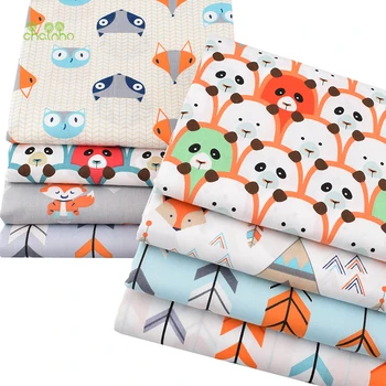 Chainho,8pcs/lot,Panda&Fox Seria de Desene animate,Imprimare Diagonal Tesatura de Bumbac,Mozaic Pânză,DIY Cusut&Quilting Material Pentru Copil 3