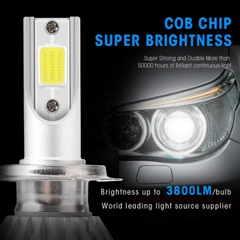 COB CHIP 2 buc C6 Masina Faruri Led-uri Super Luminoase de Departe și de Aproape de Bec H7 H1 H4 H9 H11 9005 Auto Faruri Foarte Luminozitate 3