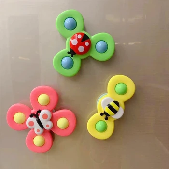Copilul Mare Desene animate Insecte Flori Spinner Frământa Spinner Top Cu Fraier Mese-masa de Jucării pentru Baie Jucării 3