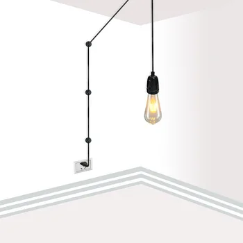 Creative DIY Designer de Perete Lumina E27 Șurub Perete de Suspendare Titularul Lampă cu conexiuni Plug-Line gratuit Lampă de Perete Decor Industrial 3