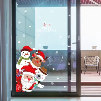 De mari Dimensiuni Crăciun Fericit Autocolante de Perete de Moda Moș Crăciun Fereastră Decorare Camera de Vinil PVC de Anul Nou Acasă Decor Detașabil 3