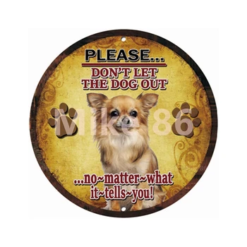 [ Decorman ] Câine Husky Chihuahua Chow Chow Bulldog Tin Semn de Epocă Fast-Food Rotund Pictura Cadou arta Bar Decorare R-002 30 CM 3