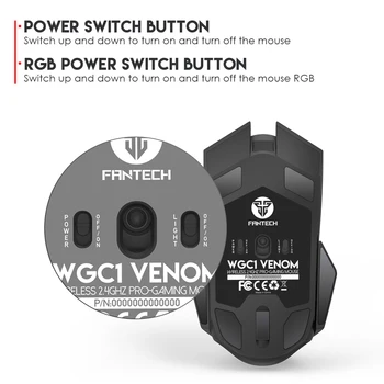 FANTECH WGC1 mouse-ul fără Fir de Încărcare design RGB Și 2400 DPI Reglabil Mouse de Gaming PIXART 3212 Joc Chips-uri Pentru Mouse Gamer 3