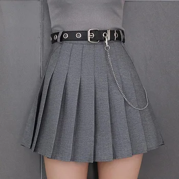 Femei Fusta Plisata Mini Drăguț Japoneză Uniforme Școlare Doamnelor Jupe Kawaii Harajuku Stil Preppy Fuste Carouri Saia Faldas Centura 3