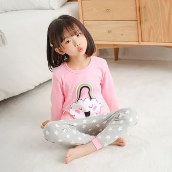 Iarna Băieți Fete Pijamale Pijamale Pijamale Copii din Bumbac Desene animate Pijamale Pijamas Fete pentru Copii Haine de Top+Pantaloni 2 buc Dormi ti se Potriveste 3