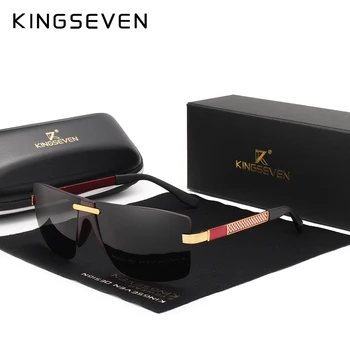 KINGSEVEN HD Polarizat ochelari de Soare Barbati fără ramă Brand de Lux de Designer Gafas Masculino Polarizado oculos De Sol 3