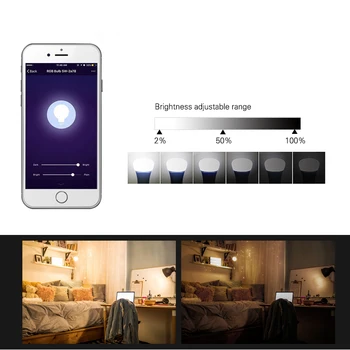LED Inteligent WiFi Lampa E27 GU10 Bec Bombillas RGBW 5W Estompat Compatibil Cu Aplicații de Lumina Alexa & Start Google Voice Control Becuri 3
