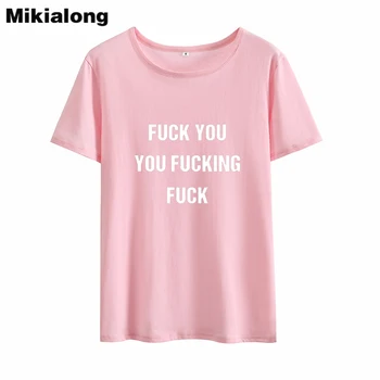 Mikialong 2018 Vara cu Maneci Scurte Pierde T-shirt Femei Negru de Bumbac Alb Tricou Femme Tumblr O-neck Tricou Femei Topuri 3
