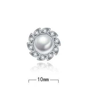 NEHZY Argint 925 Cercei Stud de Înaltă Calitate Femeie Moda Bijuterii Nou Vântul Frunza Cristal Zircon Pearl Cercei de Vânzare Fierbinte 3