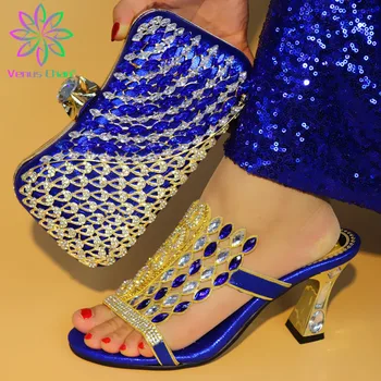 New Sosire Culoare Mov Pantofi italieni cu Saci de Potrivire Pantofi și Geantă Set Africane Seturi 2019 Sandale de Moda Pentru Petrecerea de Nunta 3