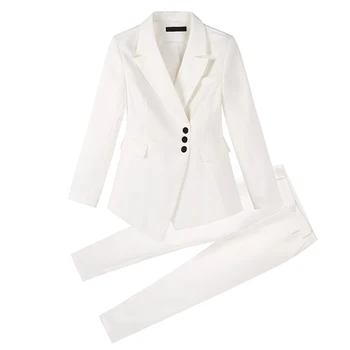 Noi Costume Formale pentru Femei, Casual, Office Afaceri Suitspants Muncă alb Negru Purta Seturi de Uniforme Stiluri Elegant costum 3