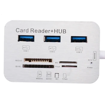 Noi de Aluminiu Portabil USB 3.0 3-Port Hub Cu MS SD M2 TF Multi-In-1 Card Reader All in One PC, Accesorii pentru Calculator 3