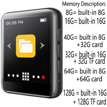 Noi RUIZU metal Bluetooth MP3 player touch screen full built-in difuzoare radio de înregistrare e-book redare video 3