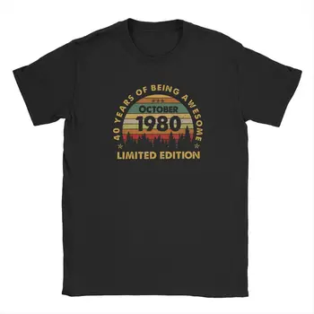 Născut În octombrie 1980 a 40 de Ani De Minunat Tricouri Barbati Funny T-Shirt a 40-a Aniversare Cadou Tricou Maneca Scurta de Îmbrăcăminte 3
