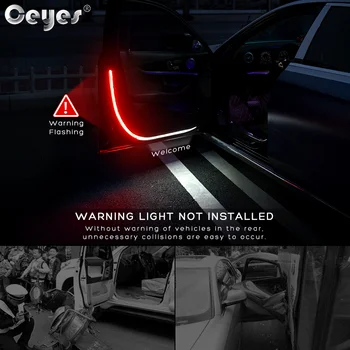 Ochii 2 buc/set Mașini de Ușă Lumini de Avertizare Deschidere Lămpi cu LED-uri Benzi Stroboscop Intermitent Anti Coliziune din Spate de Siguranță Accesorii Auto 3