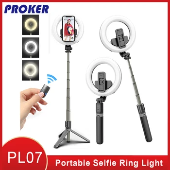 Proker Portabil Selfie Inel de LED-uri de 5 inch cu trepied si Suport de Telefon Built-in Baterie Lampă cu Led-uri pentru a face Trepied Suport pentru Machiaj 3