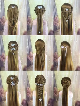 Qoxi de formare Profesională capete cu lungi fire de par gros practica Coafor manechin de păpuși hair Styling maniqui Cu umerii 3