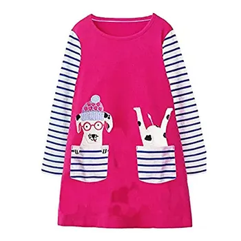 Sărituri de metri Printesa rochii de partid pentru fete toamna bumbac animale aplicatiile copii rochii unicorn tunica toddler girls 3