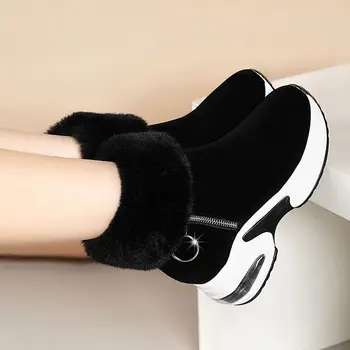 Toamna femei Cizme de Iarna 2020 Nou Plus de Catifea, Blana de Iepure Cald Glezna Cizme Pantofi pentru Femei Internă Crește de Zăpadă Cizme Scurte 3