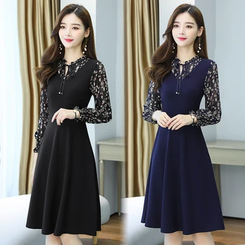 Toamna Iarna Negru Vintage Florale Rochii Midi Coreeană Plus Dimensiune Maneca Lunga Rochie Boho 2020 Femei Elegante Petrecere Casual Vestidos 3