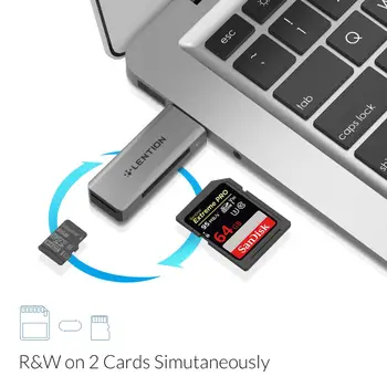 USB 3.0 SD/Micro SD Card Reader, USB de Tip Dual Adaptorul de Card de Memorie Compatibil MacBook Air si Pro, Surface Book, și Mai mult 3