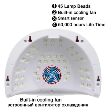UV Lampa LED Pentru Unghii 90W 45 Led-uri Uscător de Unghii Pentru Gel de unghii Lampa Pentru Unghii Uscare cu Senzor de Mișcare Display LCD Instrumente de Manichiură 3