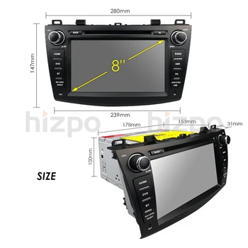 WIFI 4G Android 10.0 DVD Auto radio stereo Player Pentru Mazda 3 2010-2013 1024*600 Ecran IPS BT GPS DAB SD DVR Gratuit camera din spate 3