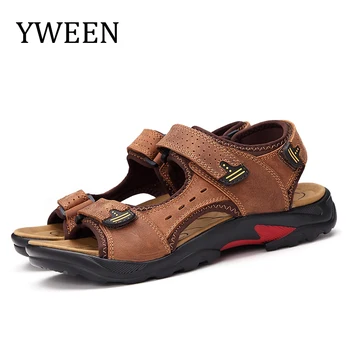 YWEEN Vânzare Fierbinte Sandale Barbati din Piele Barbati Pantofi de Vara Barbati Casual Papuci Barbati de Dimensiuni Mari Sandale Marimea 38-48 3