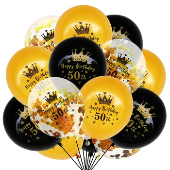 15buc Fericit Ziua de 18 Baloane Kituri de Aur Negru din Latex Baloane Adulti 18 21 30 40 50 60 Ani Aniversare Partidului Decor 4