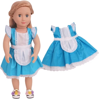 18 inch Fete rochie papusa American nou-născut Drăguț rochie albastră, costum de servitoare jucarii pentru Copii haine se potrivesc 43 cm baby dolls c782 4