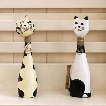 2 Bucati/set Figurine Animale din Lemn Decor Acasă Ambarcațiuni Figurine Cat ornament Ambarcațiunile de Cadou Pentru Femei ElimElim 4