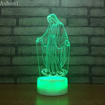 3D Acrilice LED Noapte Lumina sfintei Fecioare Maria Tactil 7 Culori Schimbare, Birou Lampă de Masă Petrecere Lumină Decorativă de Crăciun Cadou 4
