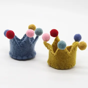 4buc/lot Handmade Lână Simțit Ambarcațiunile de Păpuși Bijuterii DIY 3D Kawaii Coroana Plasture Autocolant pentru Fete de Păr Elastic Cap 4