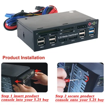 5.25 inch All-In-1 Card Reader, Hub Intern USB 3.0 pe Panoul Frontal Accesorii PC Bordul mass-Media Audio Unitate Optica ESATA Calculator 4
