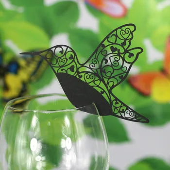 50 BUC Delicate Păsări Sculptate cu Laser Tăiat Pahar de Vin Card de Creație a Avut ca Decor care Doresc Carduri de Nunta, Ziua de nastere Parte Favoare 4